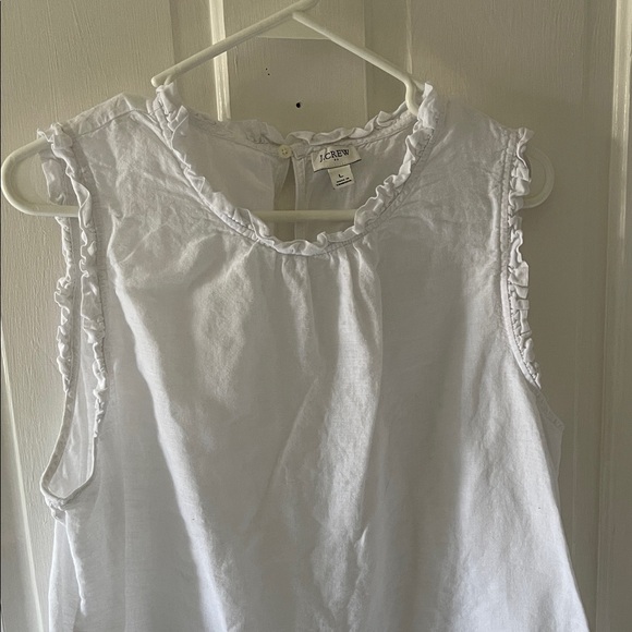 J. Crew White Ruffle Trim Blouse - Picture 3 of 5